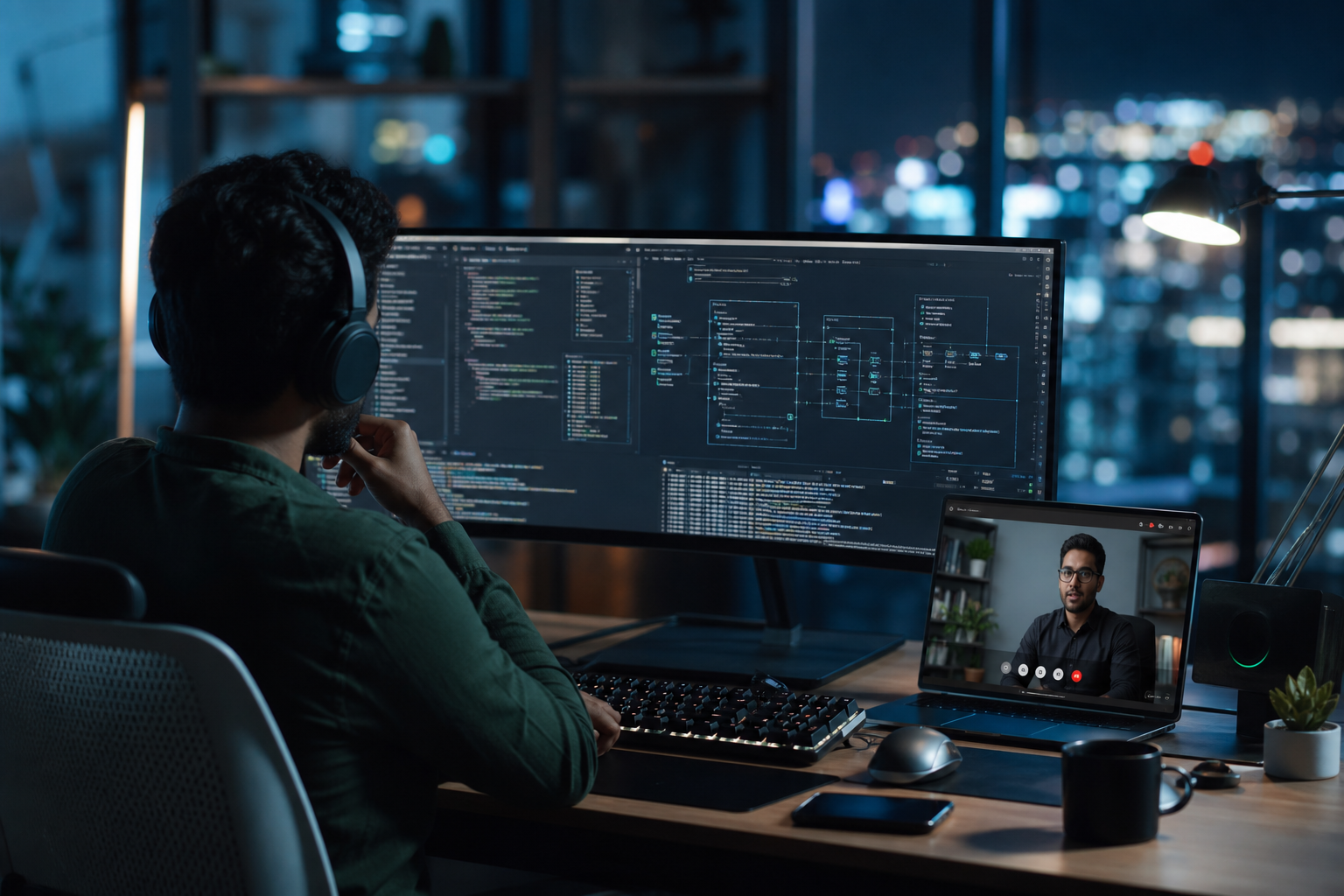 IT professional getting real-time remote mentor support on live project work